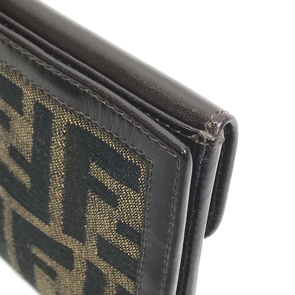 FENDI Long Wallet Purse 2804-01339 Canvas / leather Brown Zucca Bill Compartment mens Used