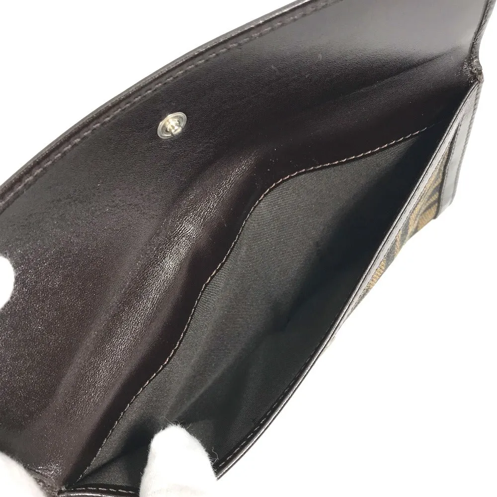 FENDI Long Wallet Purse 2804-01339 Canvas / leather Brown Zucca Bill Compartment mens Used