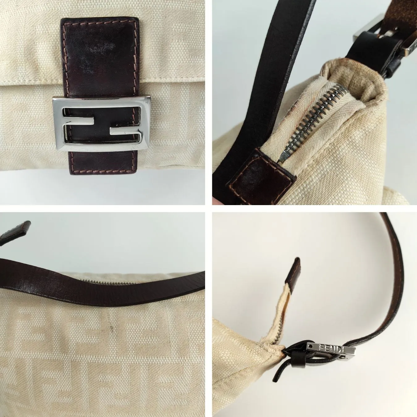 FENDI Mamma shoulder bag in beige monogram canvas
