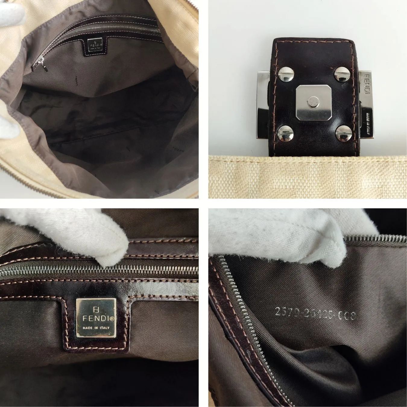FENDI Mamma shoulder bag in beige monogram canvas