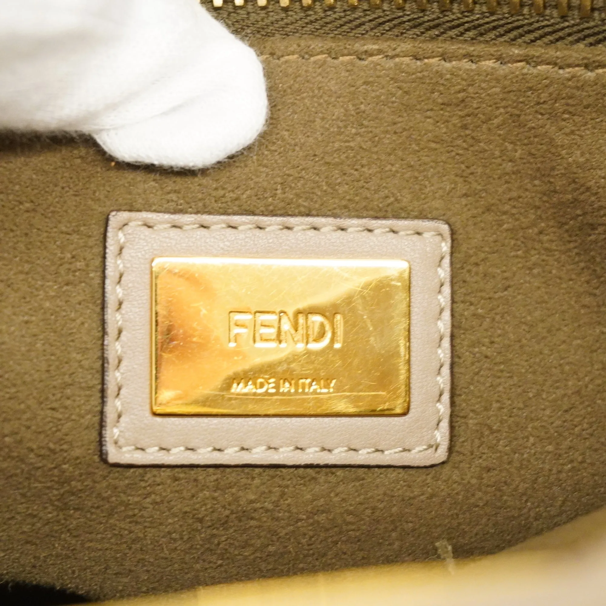 FENDI  Peekaboo 2way Bag Women's Leather Handbag,Shoulder Bag Grayish
