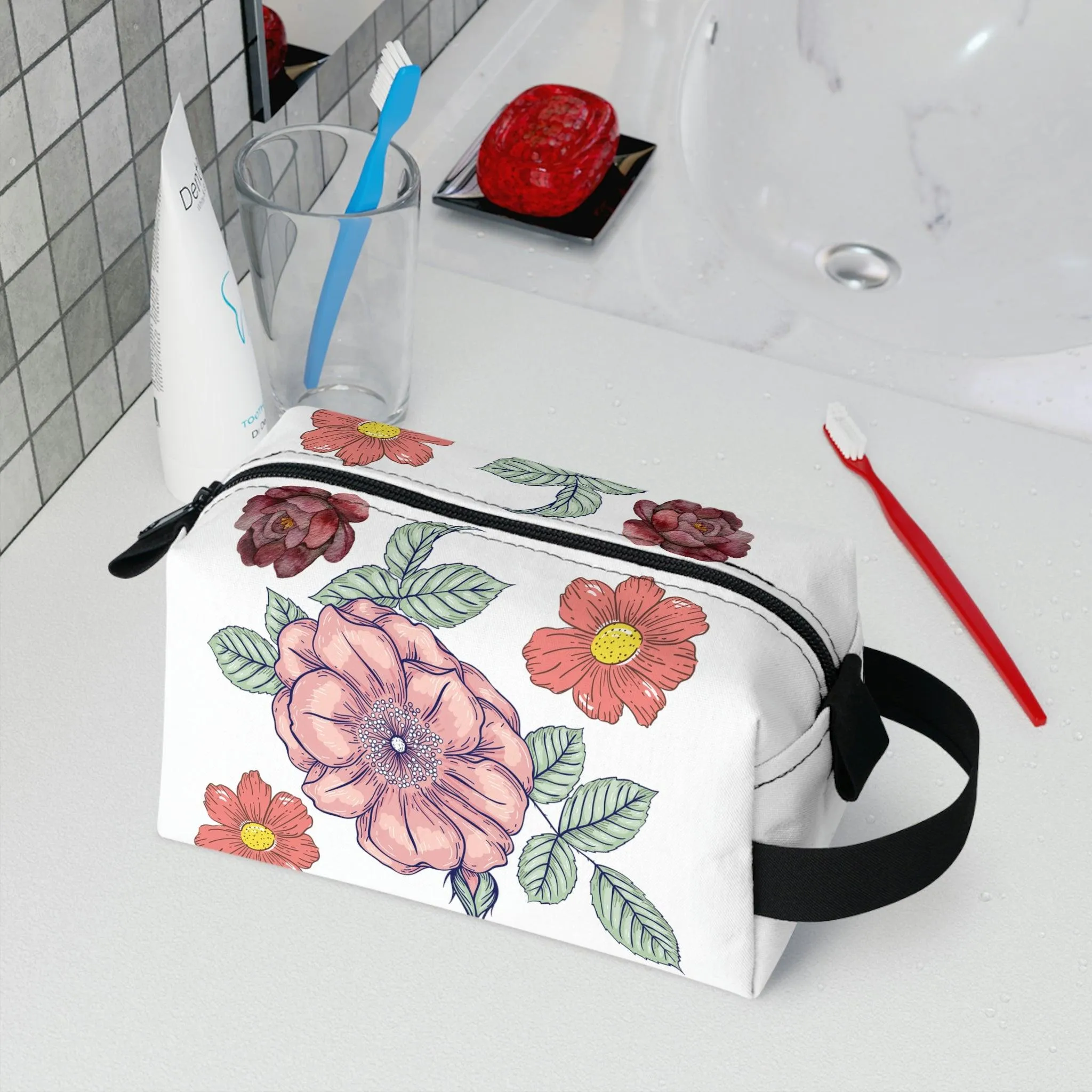 Floral Makeup Bag | flower makeup bag | Cosmetic Bag | floral Toiletry Bag Women | cute makeup bag | makeup pouch | aesthetic makeup