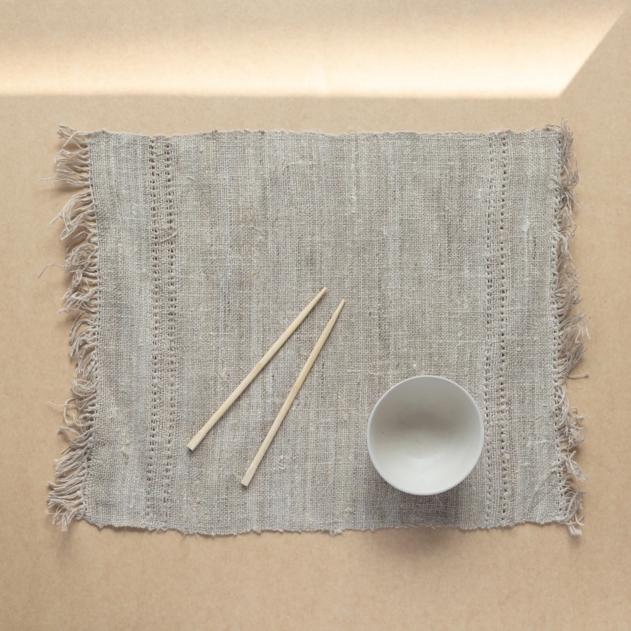 Fringe Hemp Placemat (Set Of 4) - Hemp - Natural