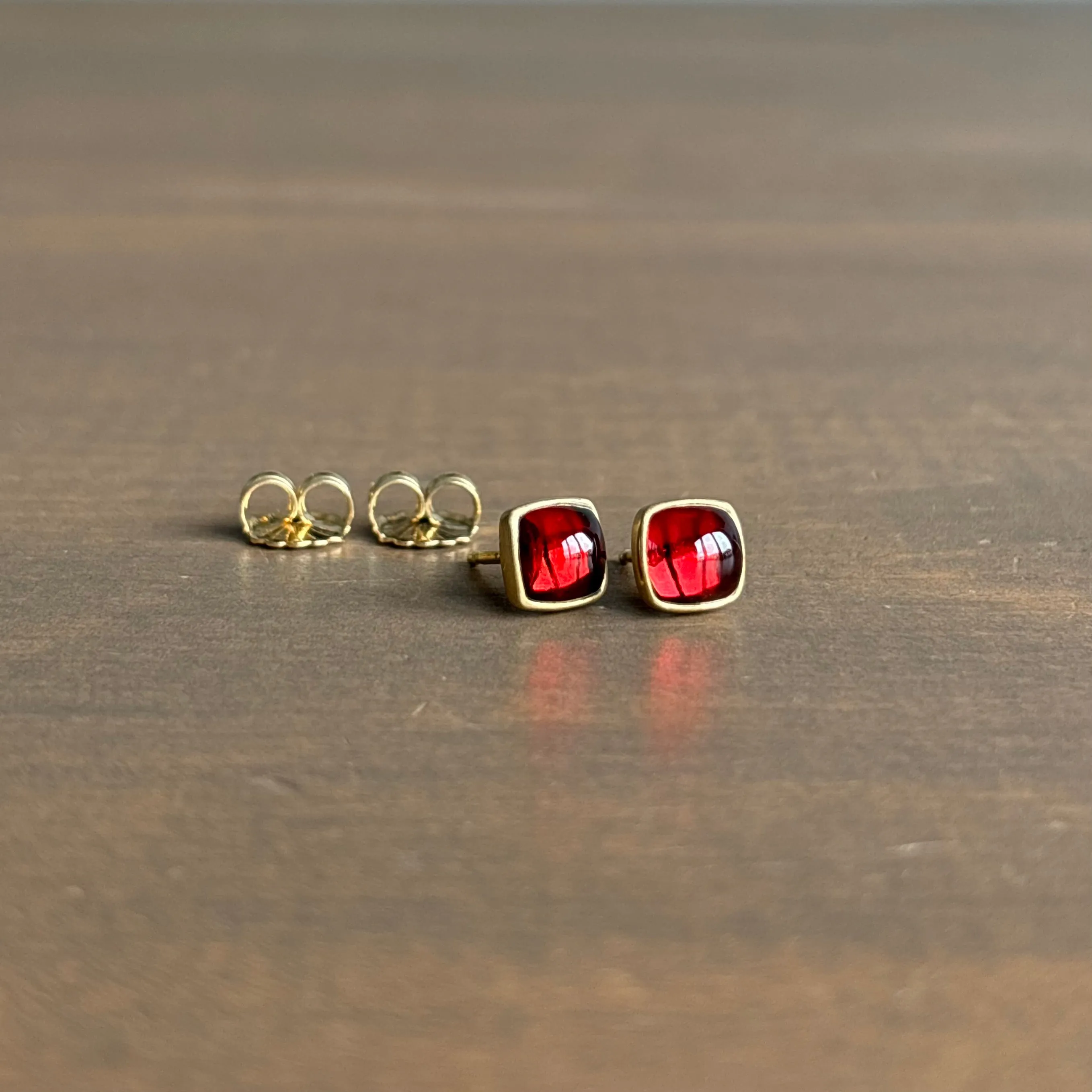 Garnet Cushion Stud Earrings