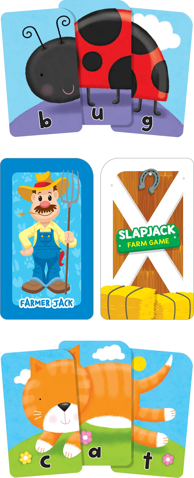 Get Ready Game Cards Three-Letter Words & Slapjack Farm (2-Pack)
