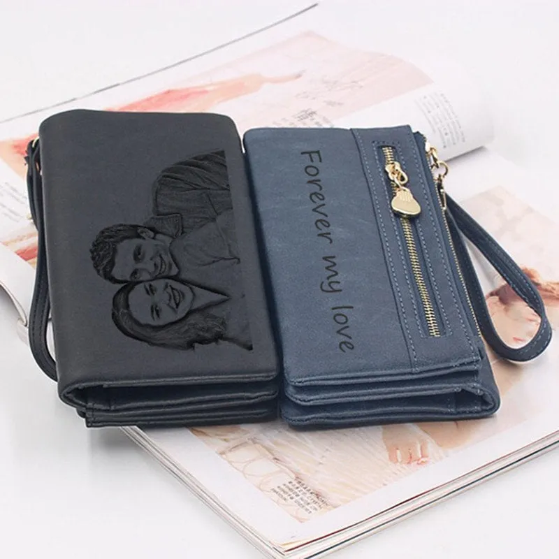 Girlfriend Gift, Womens Wallet, Personalized Wallet, Engraved Wallet, Photo Wallet, Custom Wallet, Wedding Anniversary Valentines Mom Gift