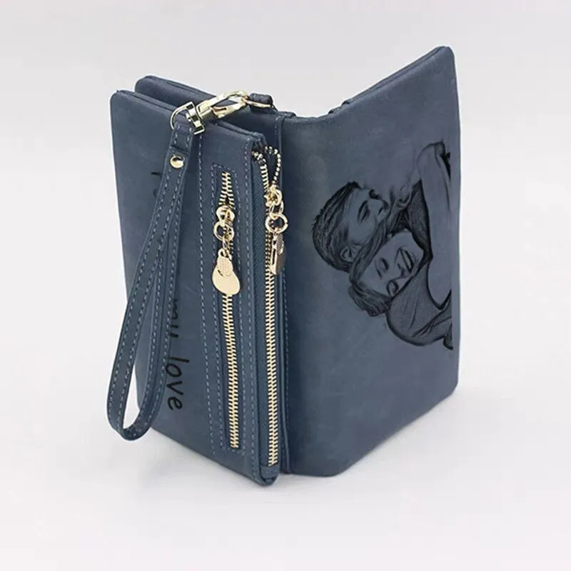 Girlfriend Gift, Womens Wallet, Personalized Wallet, Engraved Wallet, Photo Wallet, Custom Wallet, Wedding Anniversary Valentines Mom Gift