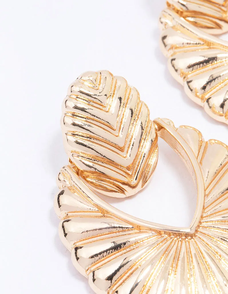 Gold Ribbed Antique Drop Earrings