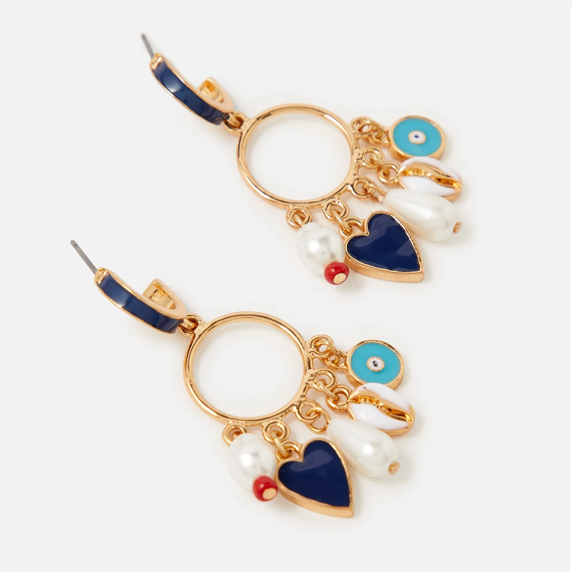 Golden Charmy Pearl & Shell Drop Earrings