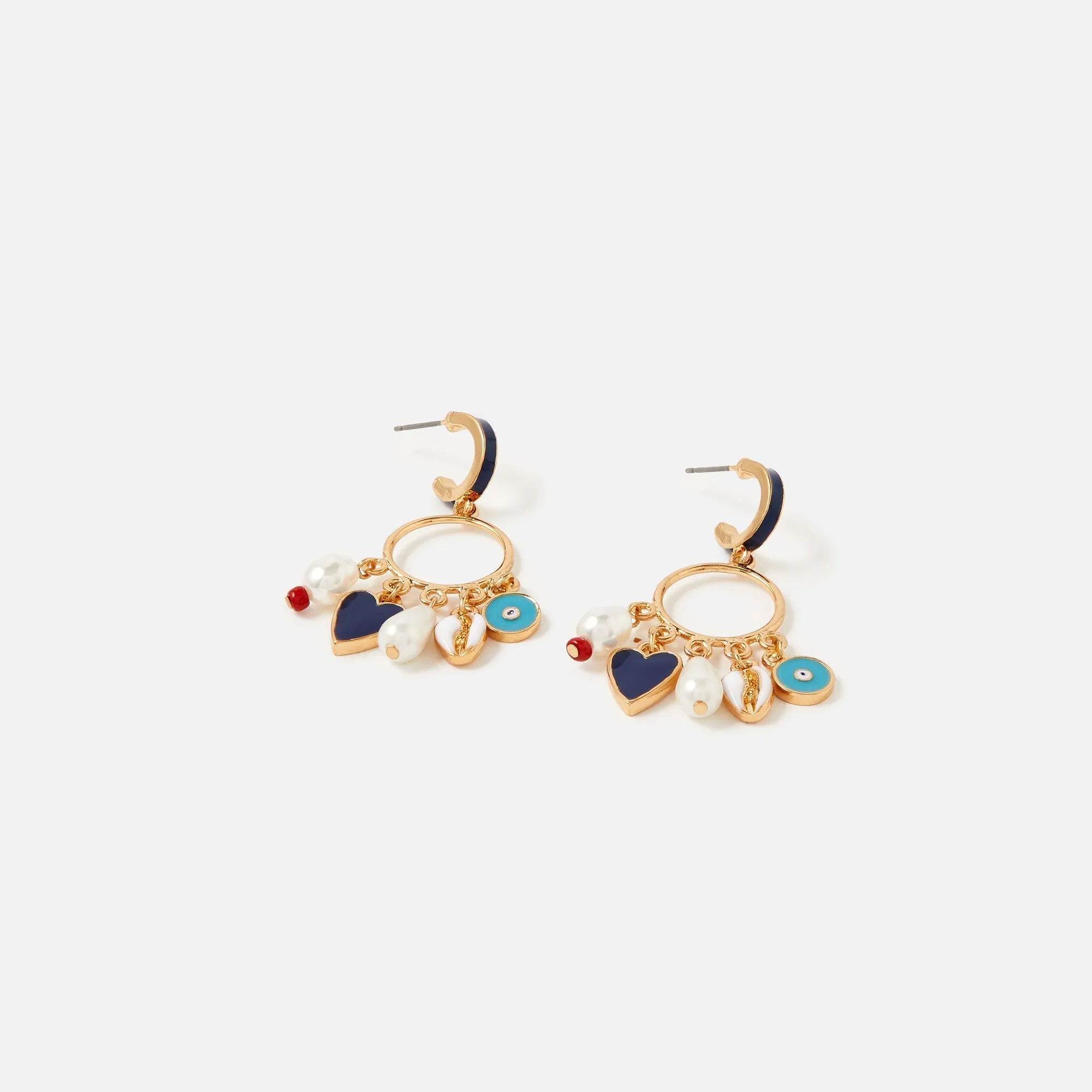 Golden Charmy Pearl & Shell Drop Earrings