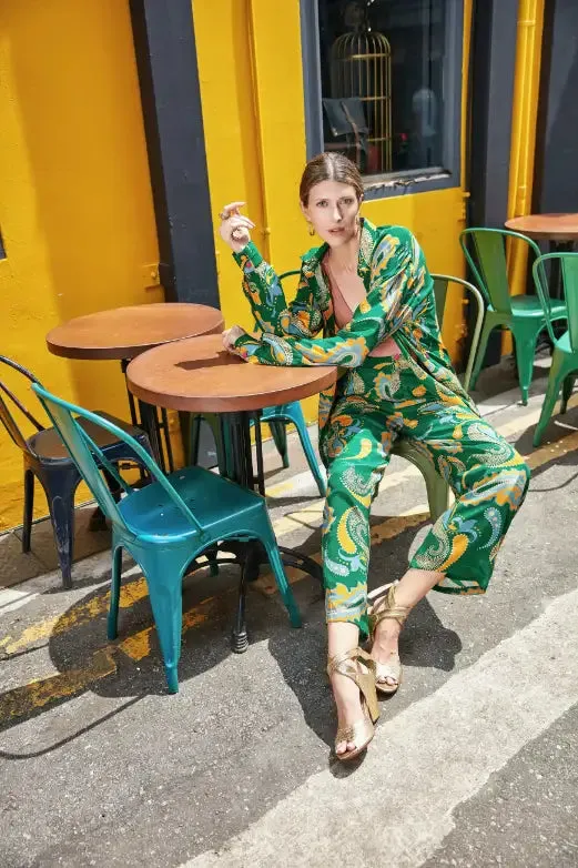 Green Paisley Shirt Jacket