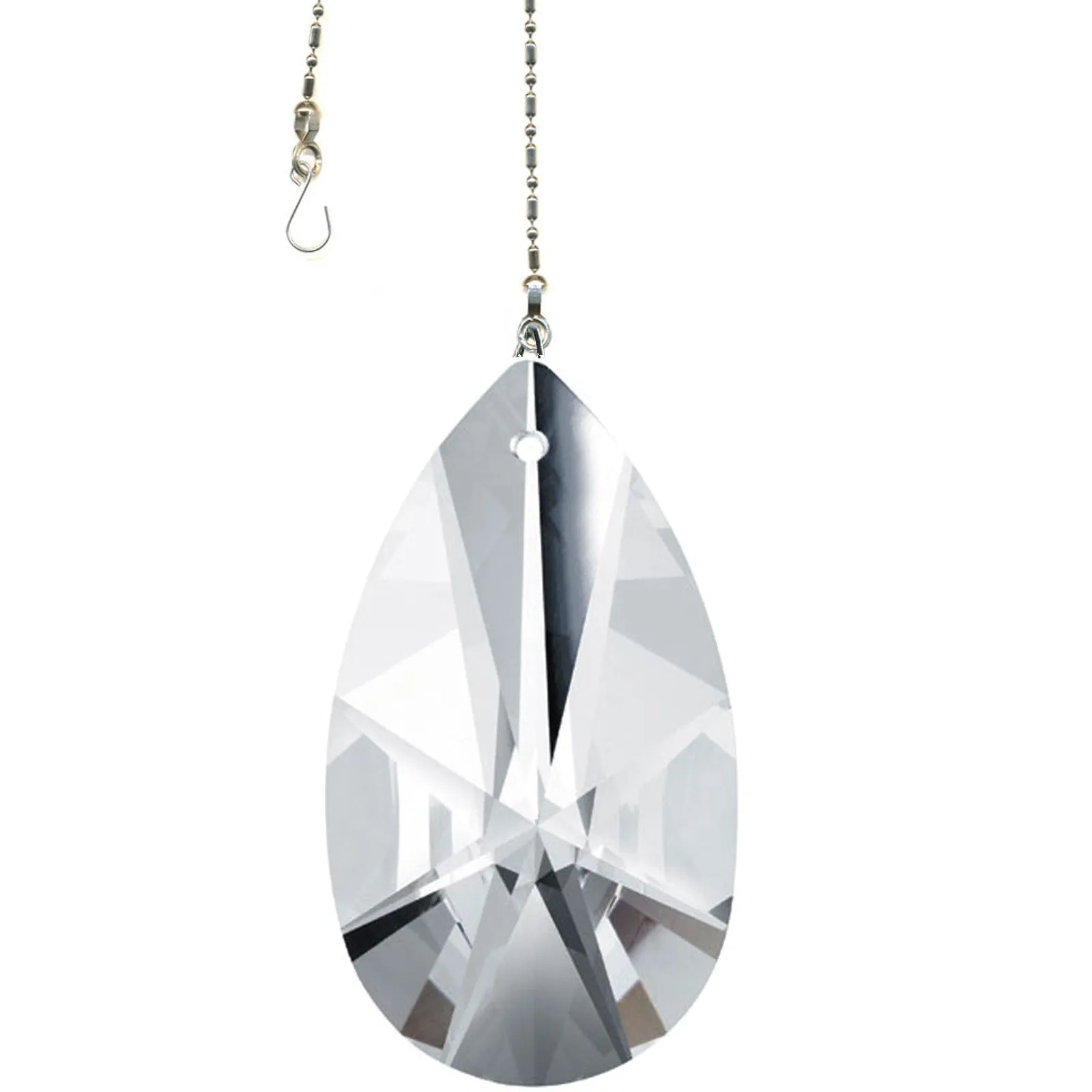 Hanging Crystal Suncatcher 2.5-in Magnificent Crystal Clear Modern Almond Prism