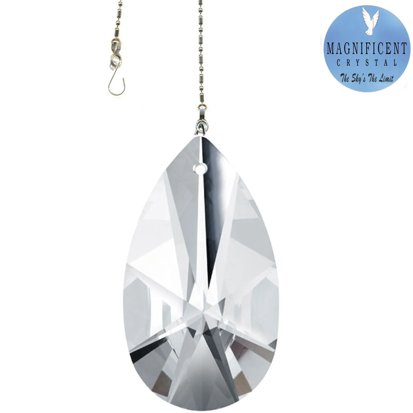 Hanging Crystal Suncatcher 2.5-in Magnificent Crystal Clear Modern Almond Prism
