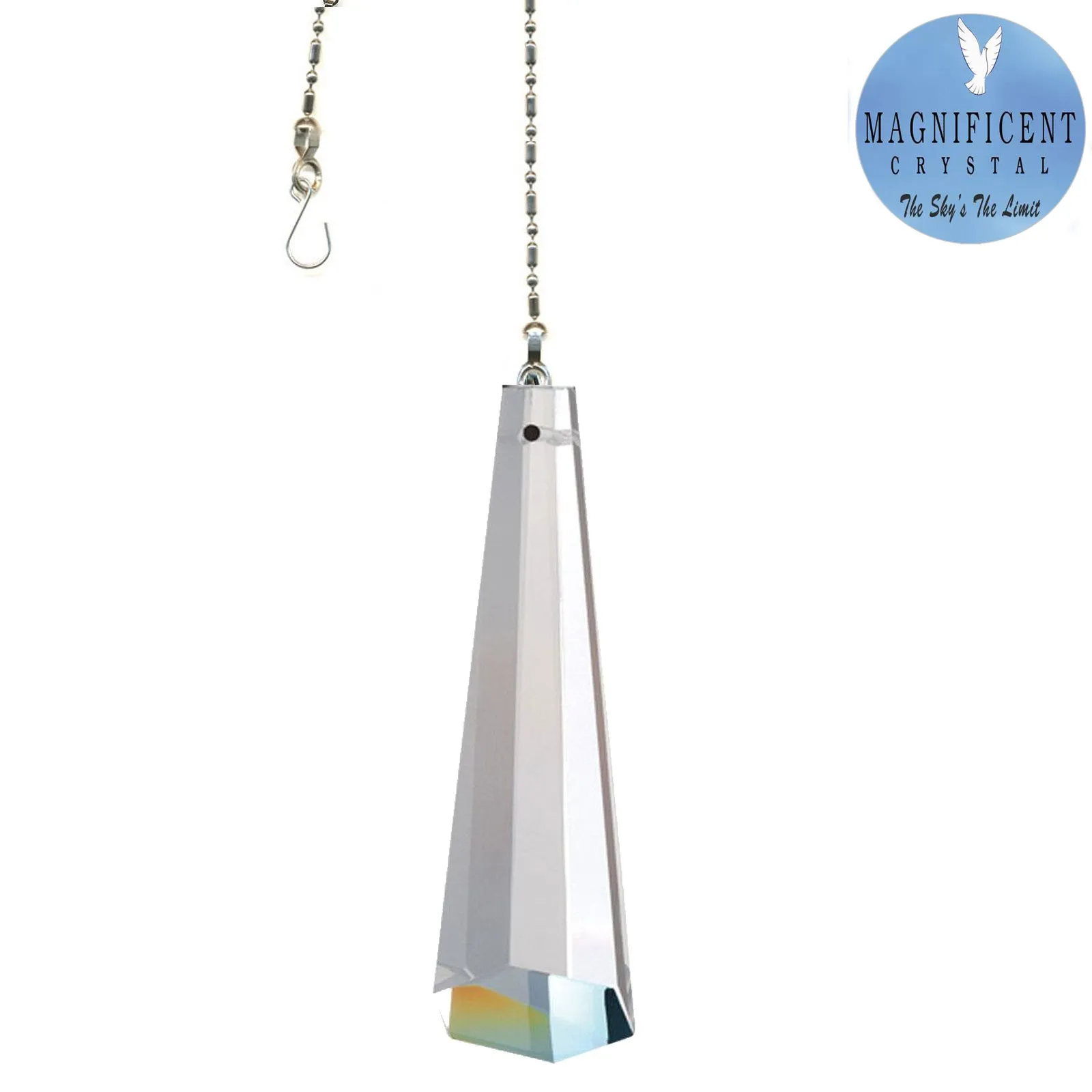 Hanging Crystal Suncatcher 2.5-in Magnificent Crystal Clear Wizard Hat Prism