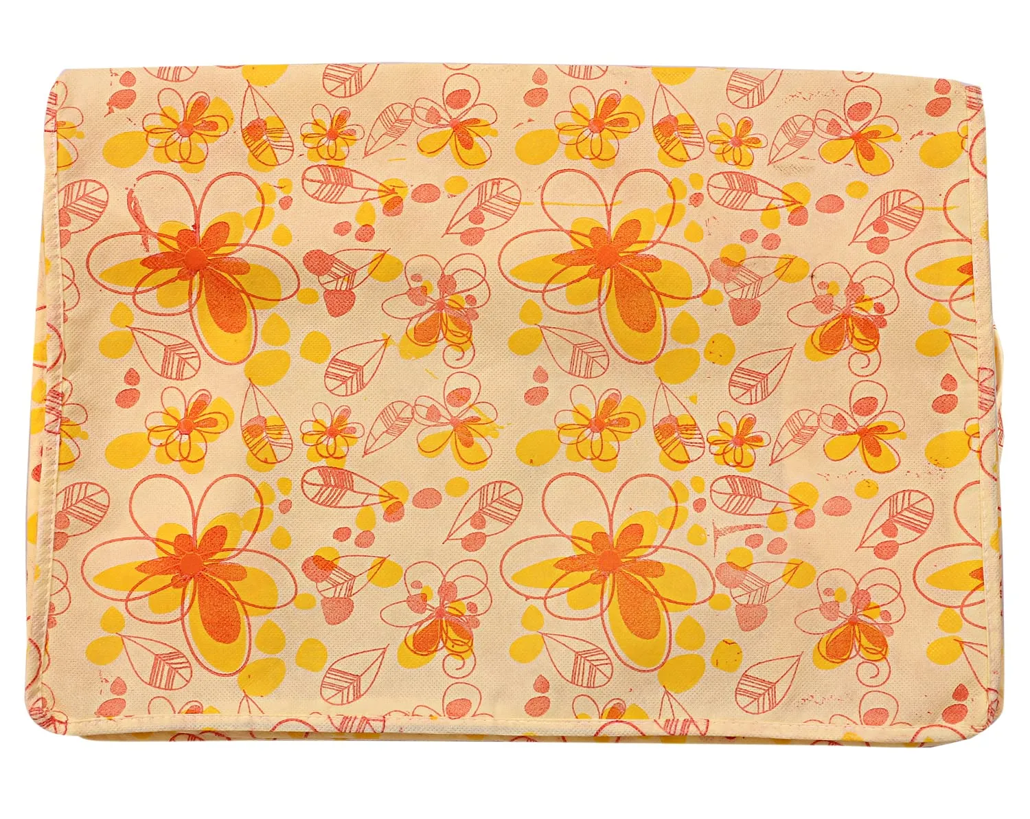 Heart Home Flower Design Non-woven Foldable Saree Cover/Clothes Storage Bag/Wardrobe Organizer With Transparent Window- Pack of 12 (Yellow)-44HH0399