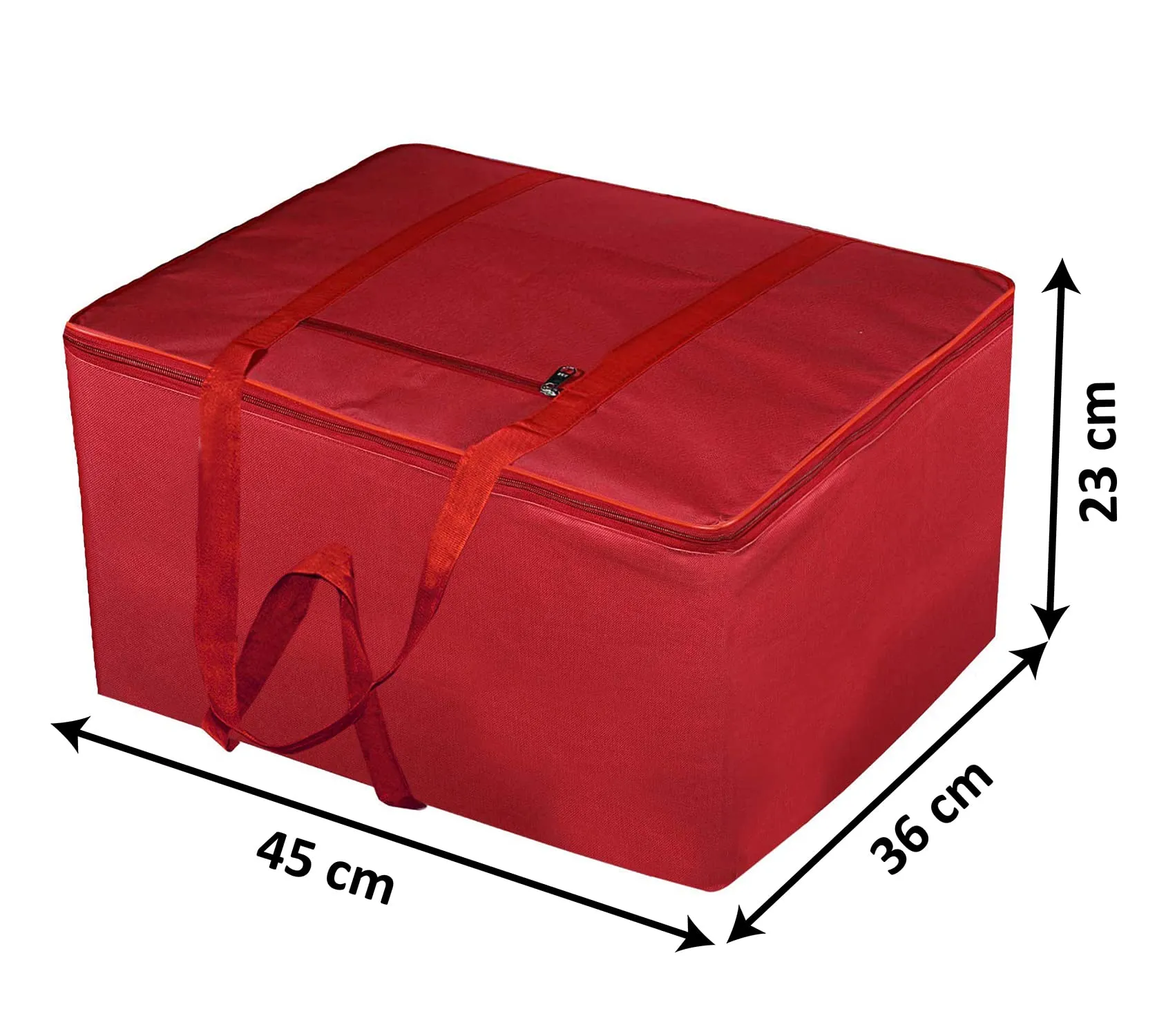 Heart Home Moisture Proof Wardrobe Organizer Storage Bag For Clothes With Zipper Closure and Handle- Pack of 2 (Red)-HS43HEARTH26643