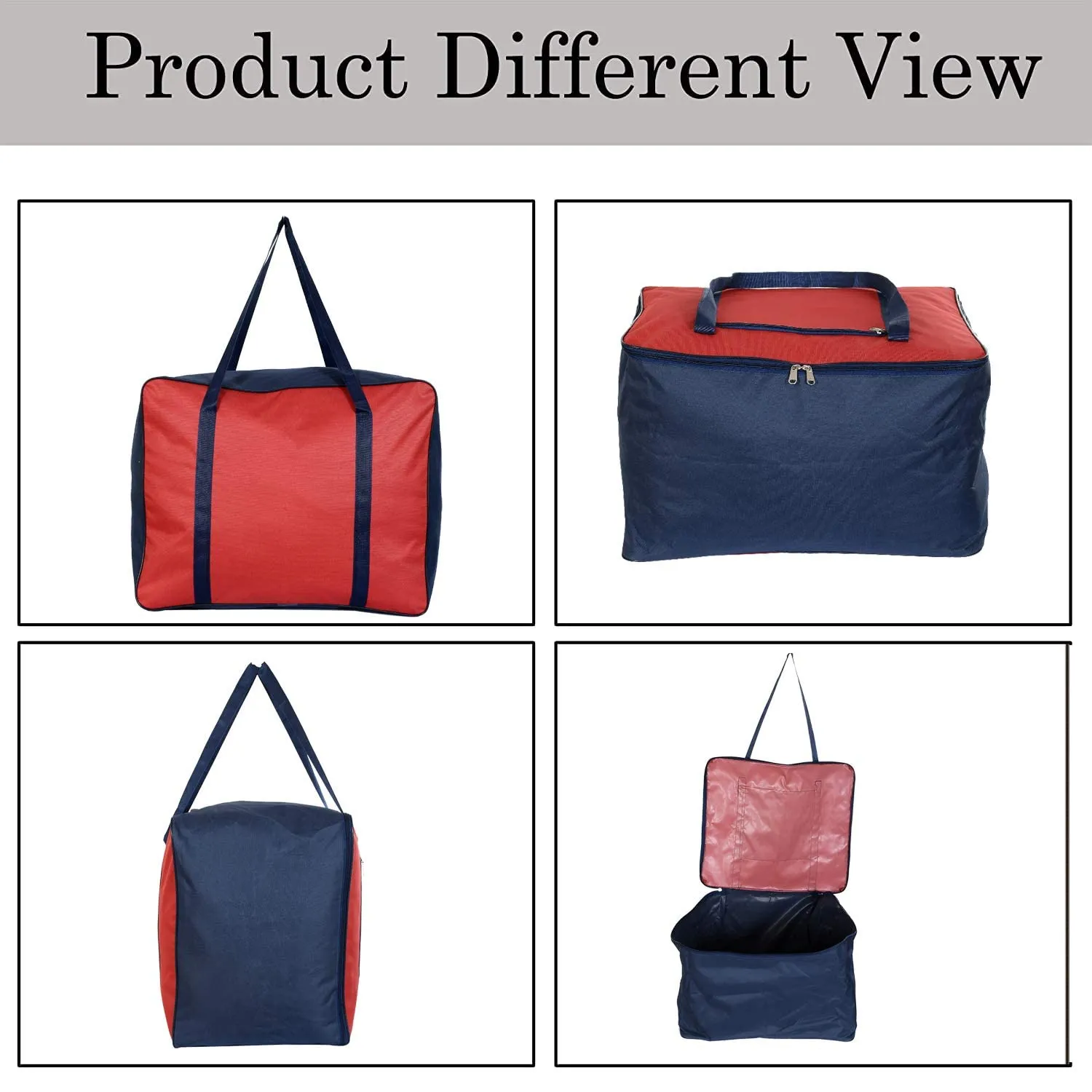 Heart Home Moisture Proof Wardrobe Organizer Storage Bag For Clothes With Zipper Closure and Handle (Red & Blue)-HS43HEARTH26657
