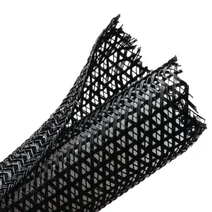HellermannTyton BSPSW340 3/4 Inch Self-Closing Braided Wrap, Black, Sold By The Foot