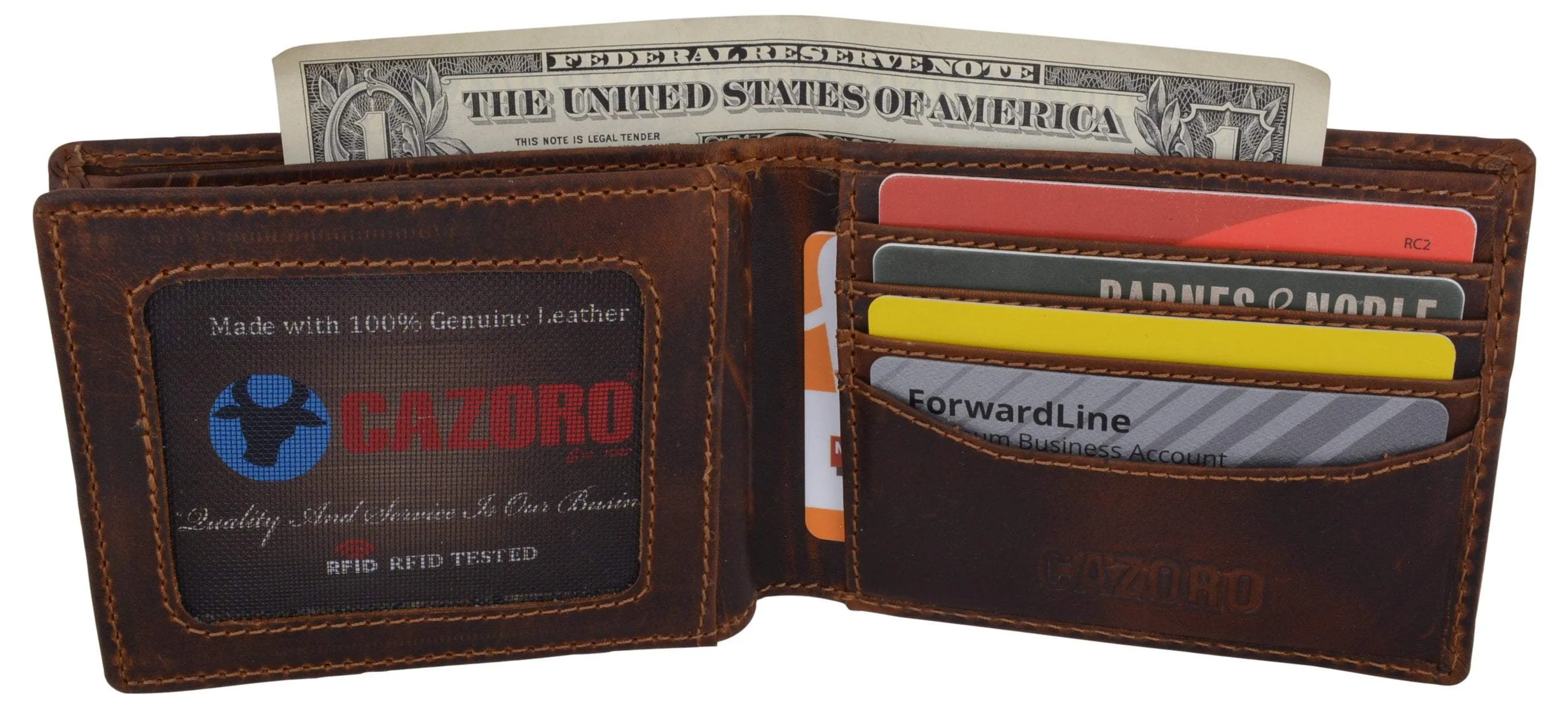 Hunter Leather RFID Blocking Mens Multi-Card ID Holder Bifold Wallet