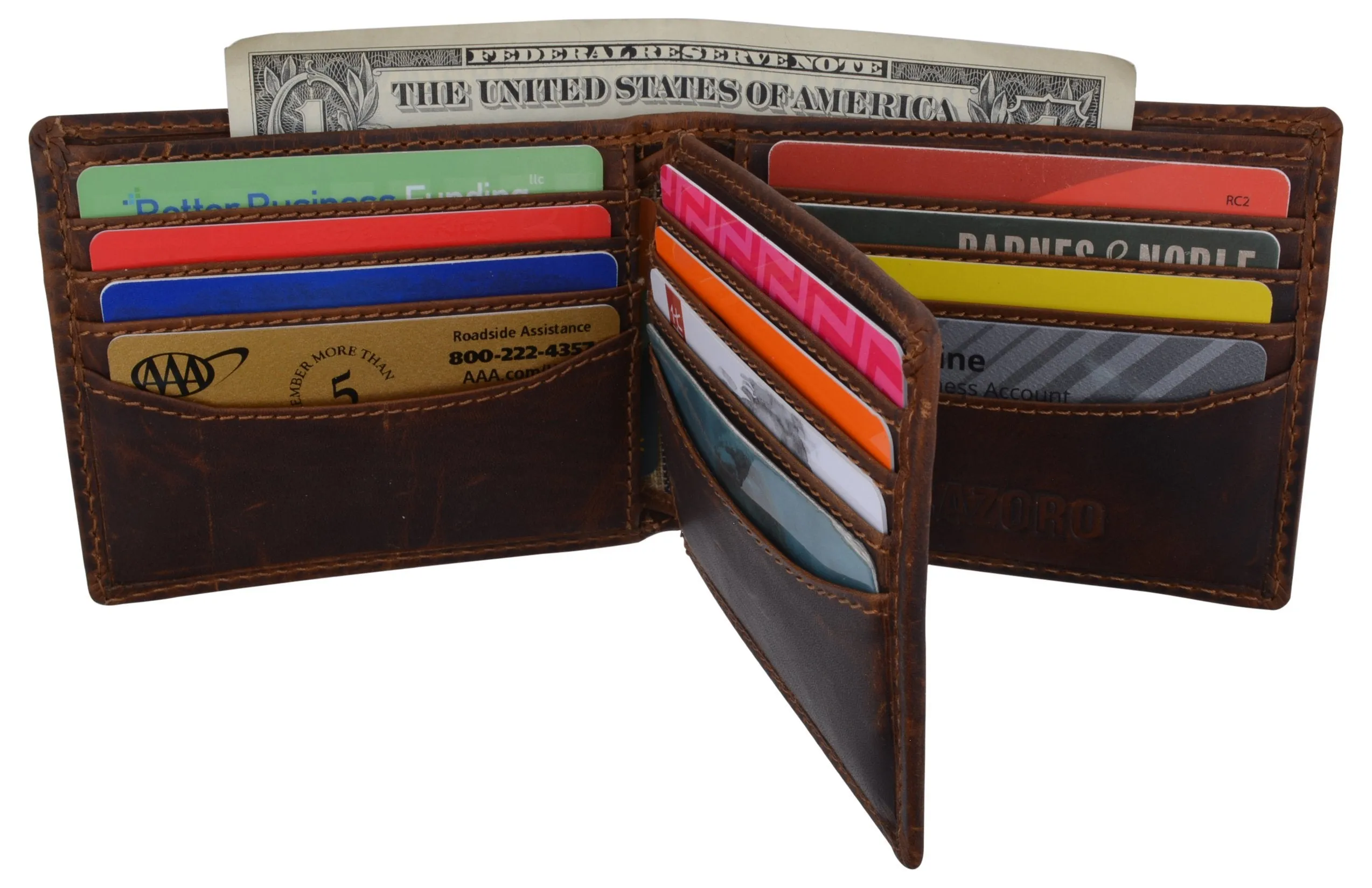 Hunter Leather RFID Blocking Mens Multi-Card ID Holder Bifold Wallet