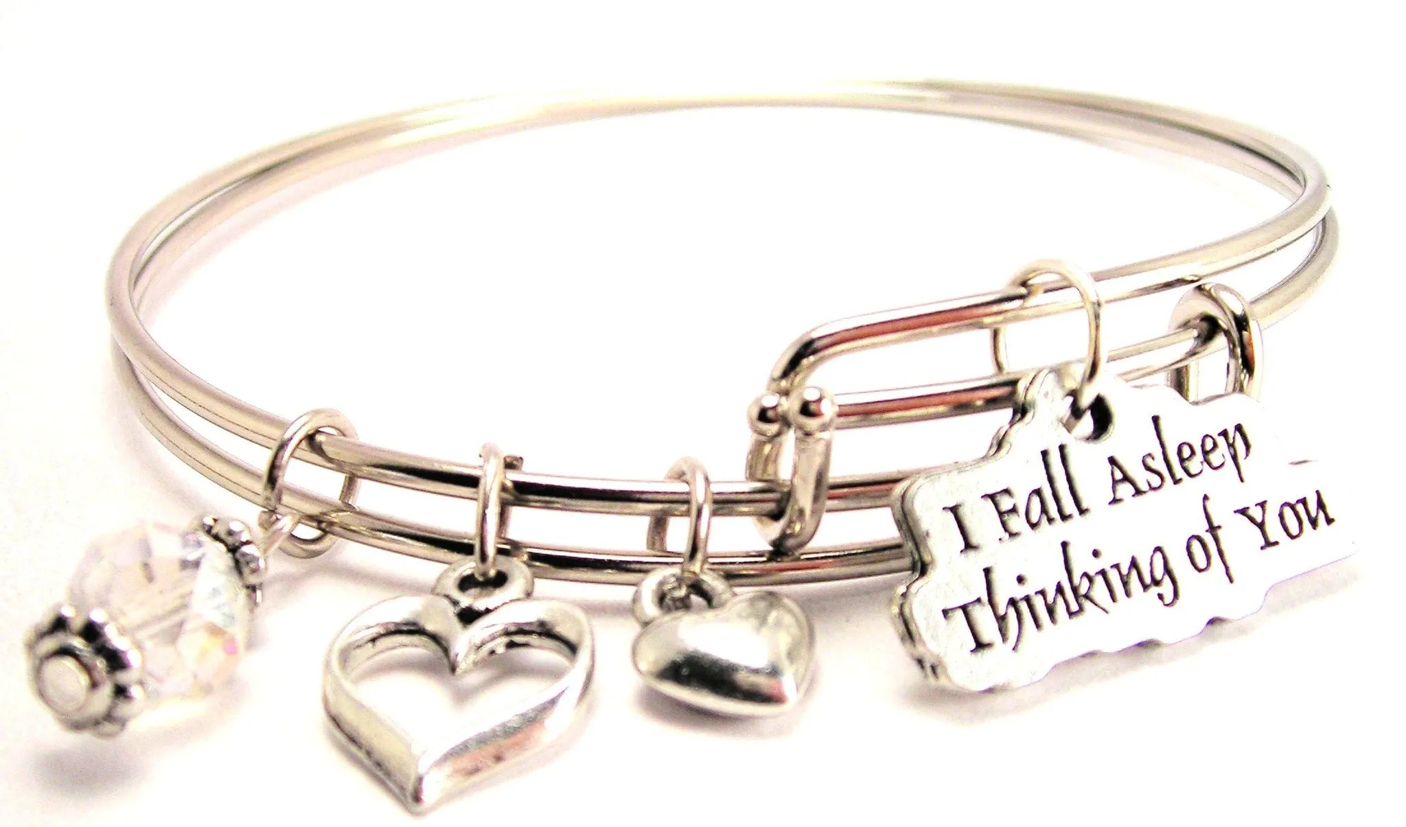 I Fall Asleep Thinking Of You Expandable Bangle Bracelet Set