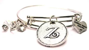 Initial Z Circle Expandable Bangle Bracelet Set