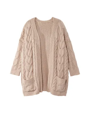 Isabella Cable Knit Cardigan | Mauve