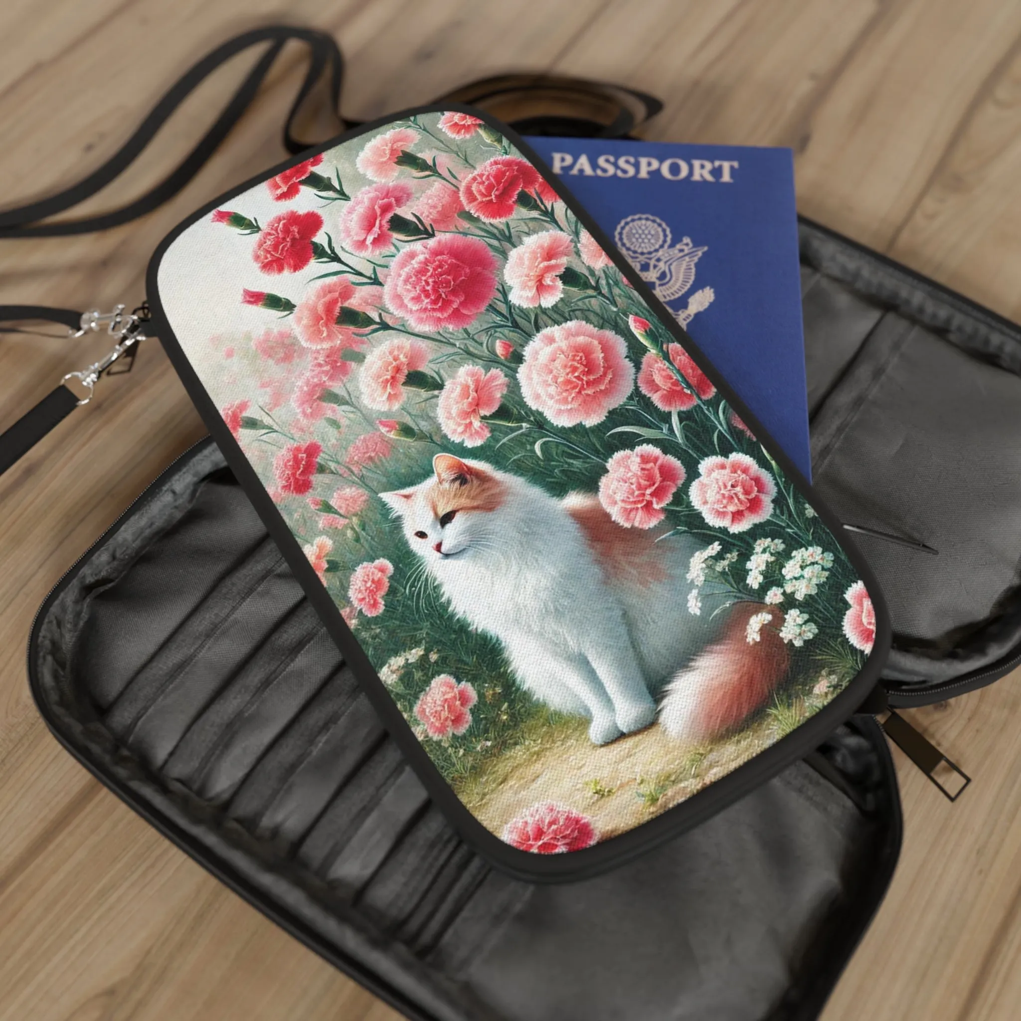 January Birth Flower - Cat Lover - Passport Wallet - Travel Gift