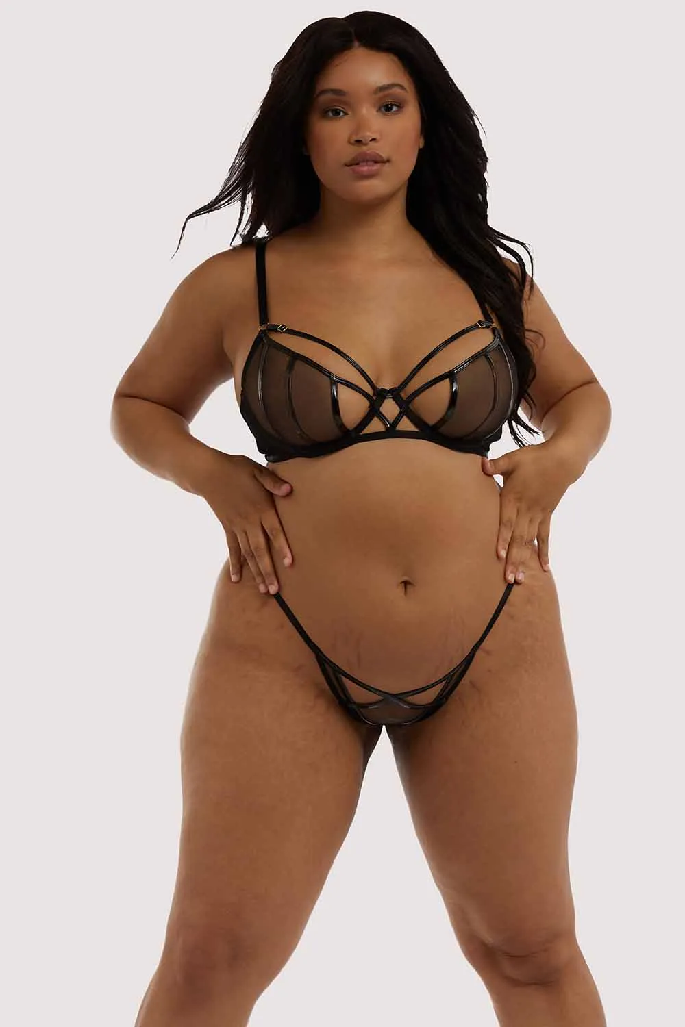 Kelly PVC & Mesh Black Brief