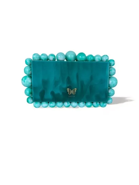 Kira Green Acrylic Pearl Clutch Bag By Nikoza Collection
