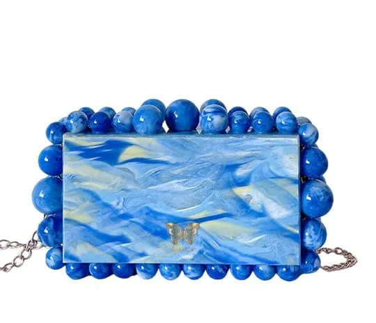 Kira Green Acrylic Pearl Clutch Bag By Nikoza Collection