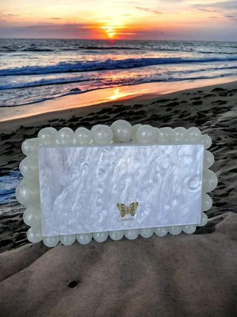 Kira Green Acrylic Pearl Clutch Bag By Nikoza Collection