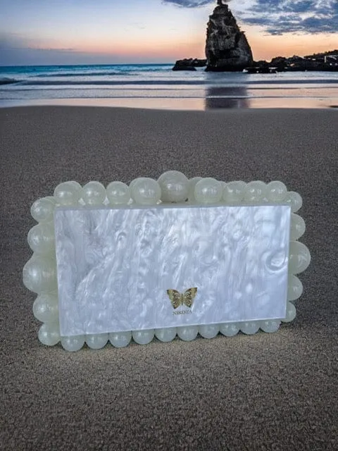 Kira Green Acrylic Pearl Clutch Bag By Nikoza Collection