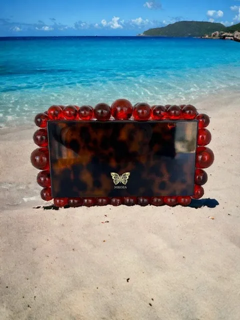 Kira Green Acrylic Pearl Clutch Bag By Nikoza Collection