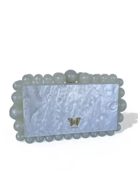 Kira Green Acrylic Pearl Clutch Bag By Nikoza Collection