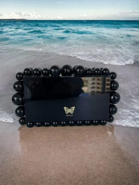 Kira Green Acrylic Pearl Clutch Bag By Nikoza Collection