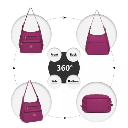 Kono Three Way Multipurpose Casual Shoulder Bag With Double Zippers - Purple | EH2063