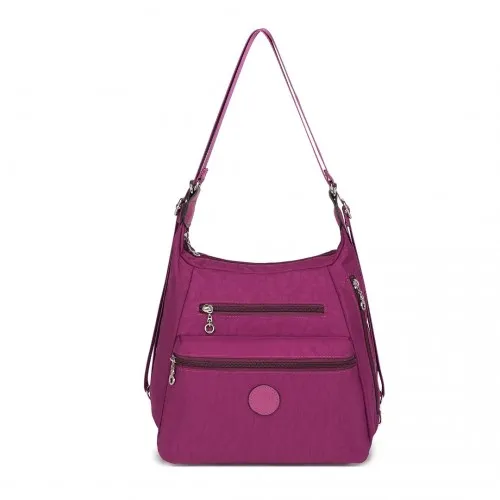 Kono Three Way Multipurpose Casual Shoulder Bag With Double Zippers - Purple | EH2063