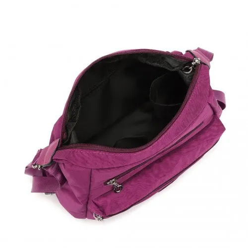 Kono Three Way Multipurpose Casual Shoulder Bag With Double Zippers - Purple | EH2063