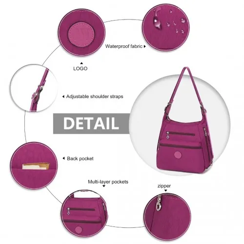 Kono Three Way Multipurpose Casual Shoulder Bag With Double Zippers - Purple | EH2063