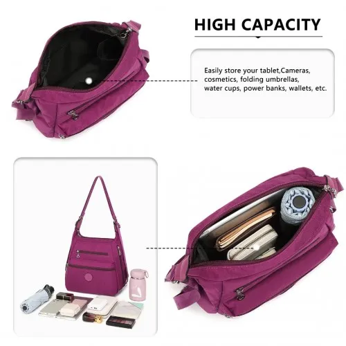 Kono Three Way Multipurpose Casual Shoulder Bag With Double Zippers - Purple | EH2063