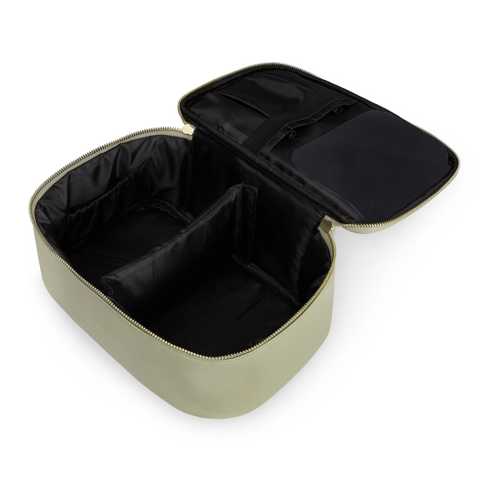Large Branded Makeup Bag - Faux Leather - Sage