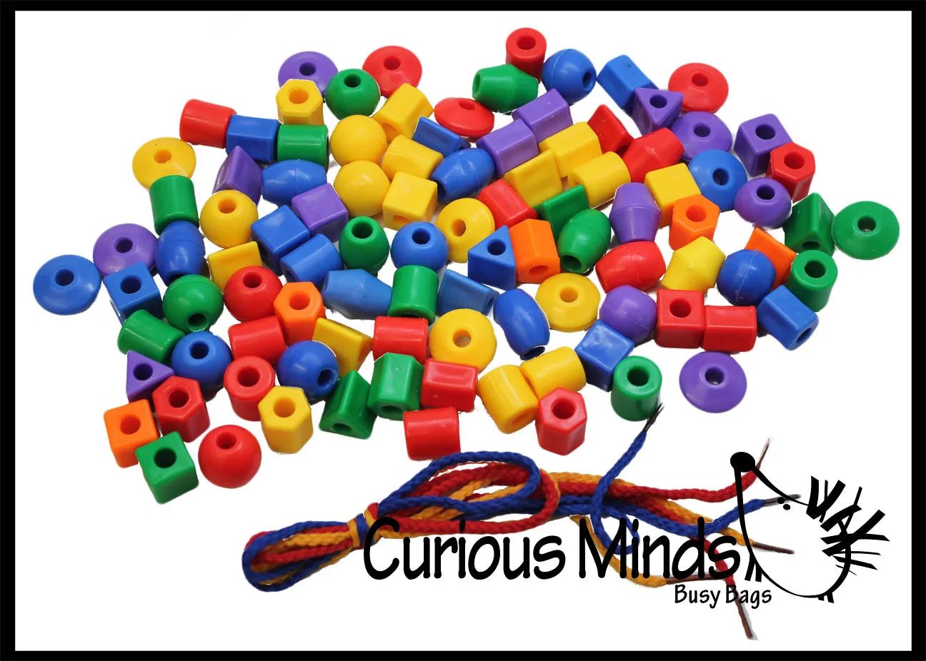 Large Colorful Beads in 6 colors and Shapes - Big Plastic Kids Bead