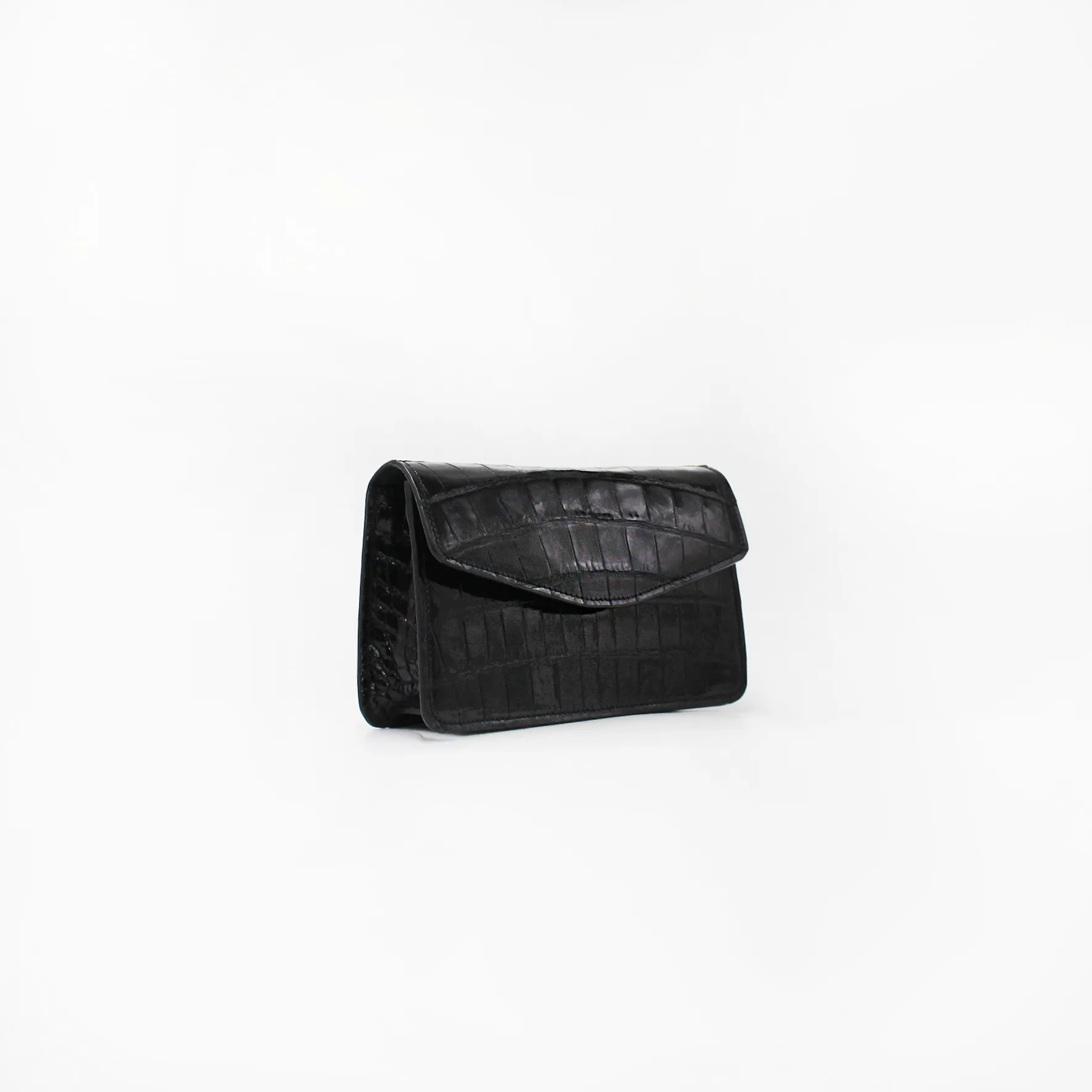 Le Clutch in Glossy Black Croc