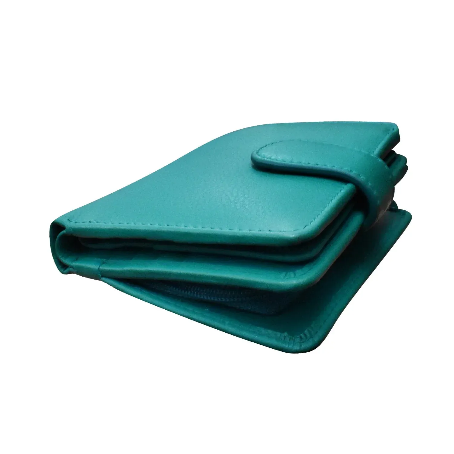 Leather Wallet - Aqua- Small Euro Rfid