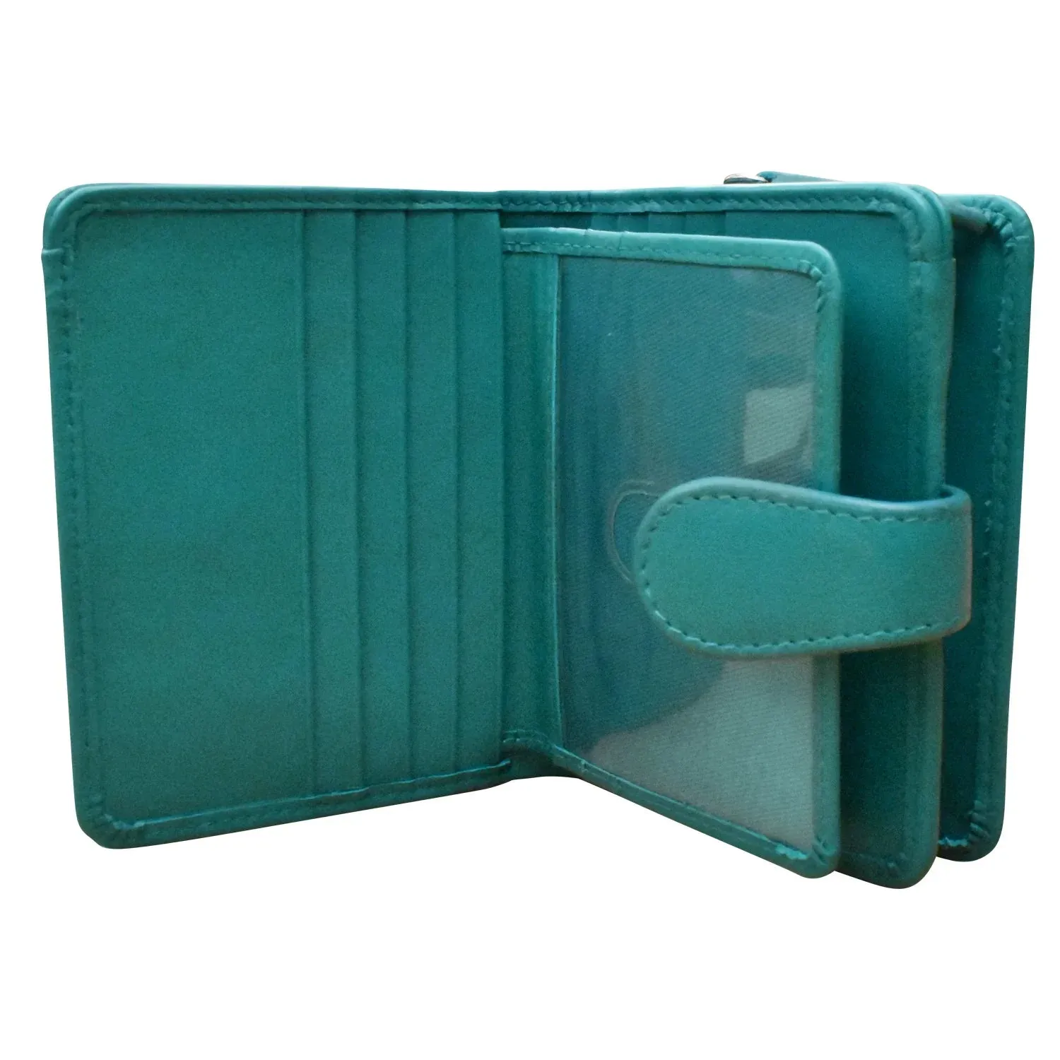 Leather Wallet - Aqua- Small Euro Rfid