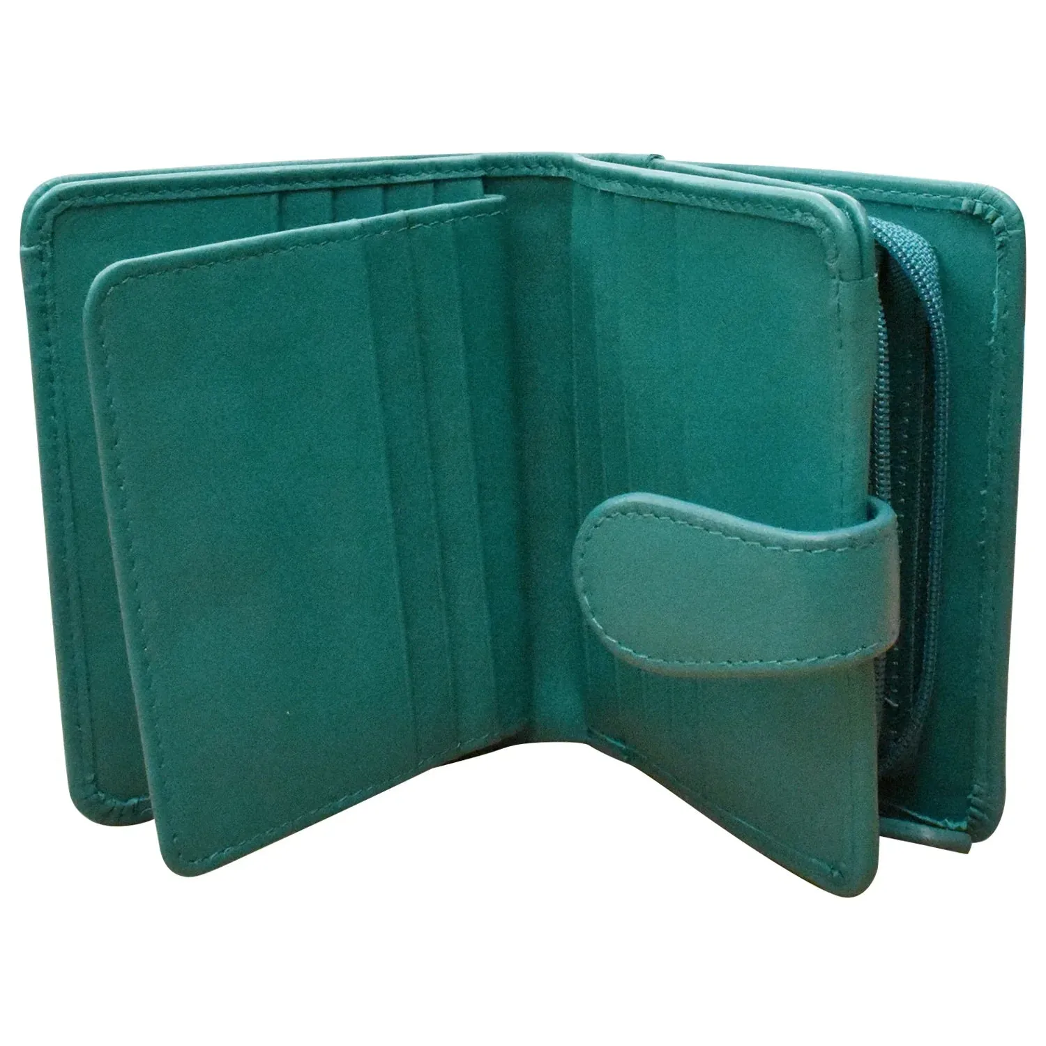 Leather Wallet - Aqua- Small Euro Rfid