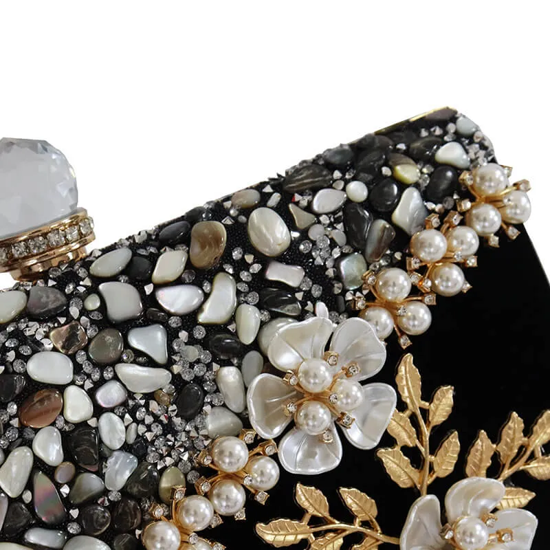 Leila Floral Rhinestone Clutch