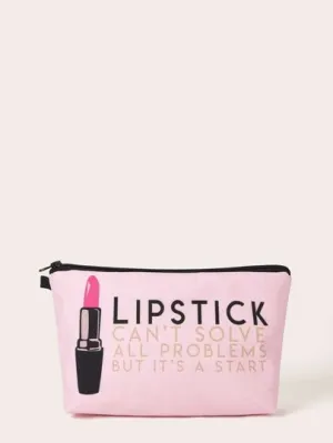 Lipstick Print Makeup Bag