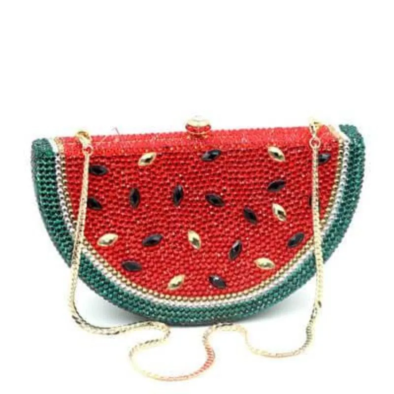 Luxury Crystal Rhinestone Watermelon Clutch